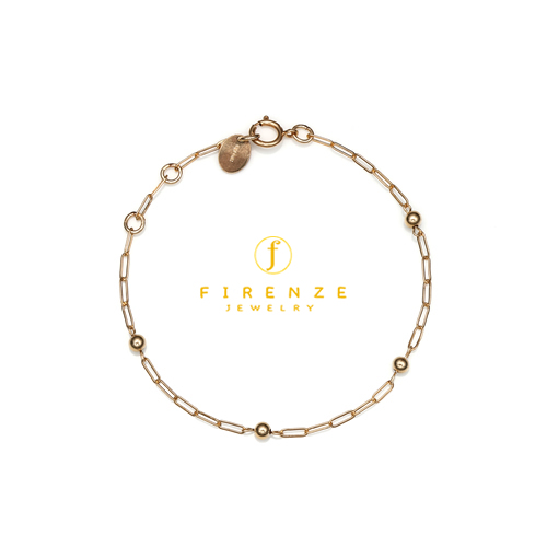 14K Gold Filled Handmade 2.0mm x 5.5mmx180mm plateCablechain with 4X3mm Roundball (Anklet) Bracelet[Firenze Jewelry] 피렌체주얼리